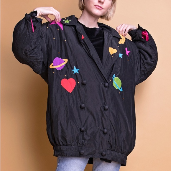 Vintage Jackets & Blazers - ❌SOLD❌Vintage 80s silk galaxy star print  jacket